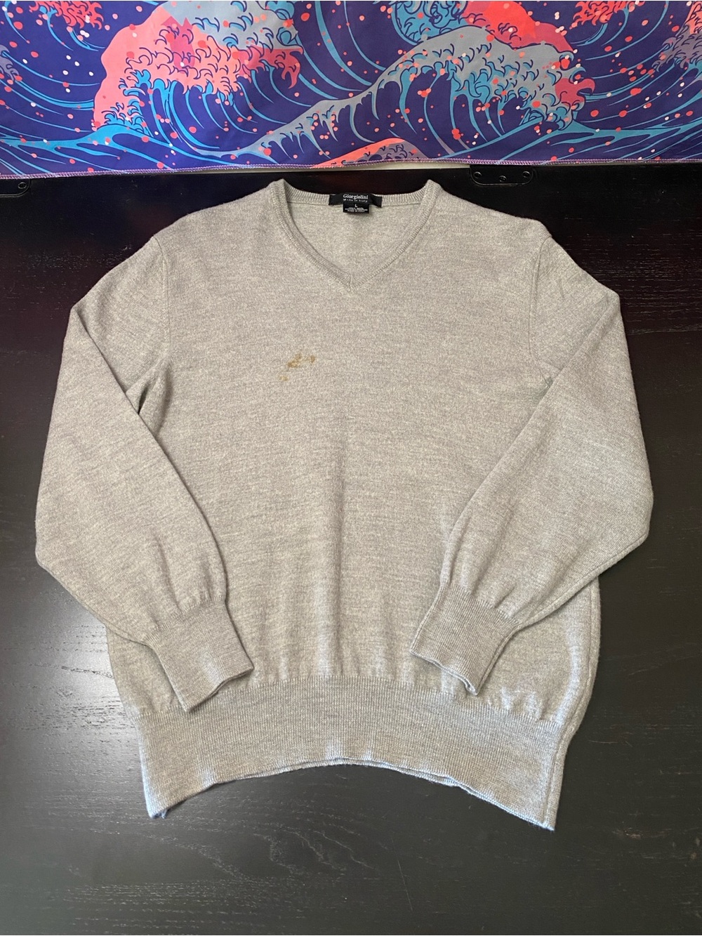 Giorgiolini Men's Light Gray V-Neck Italian Wool Sweater